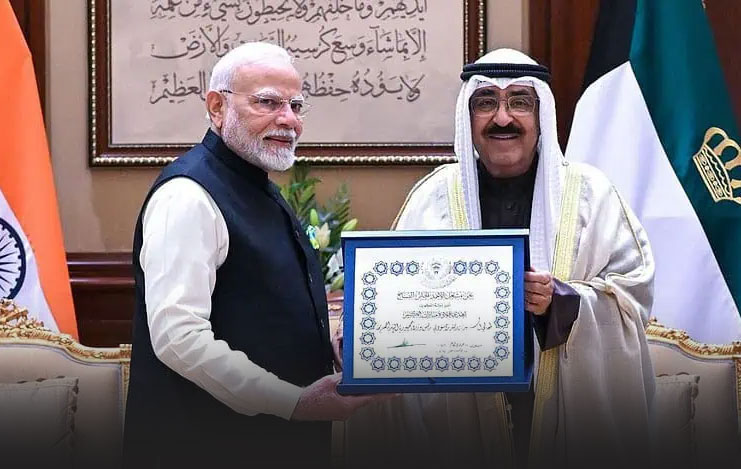 PM Modi Honored with Kuwait’s Highest Award, ‘The Order of Mubarak Al Kabeer’